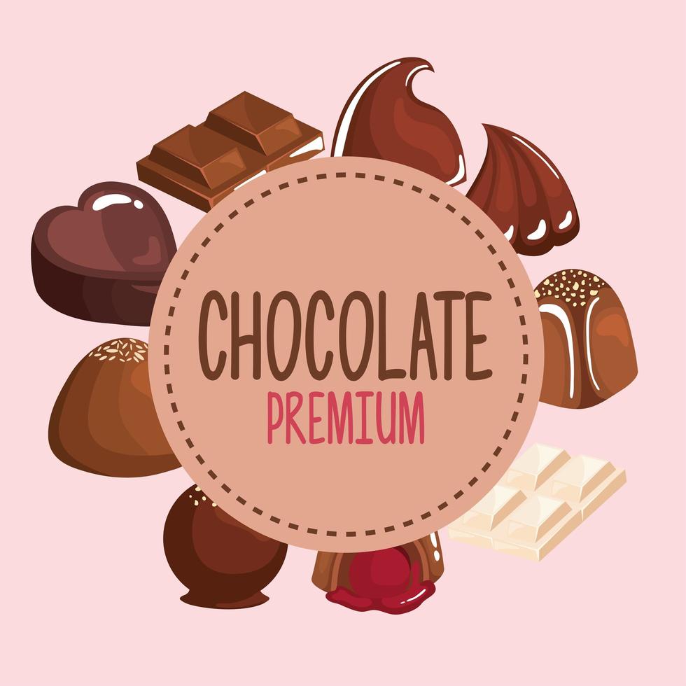 frame van chocoladeproducten vector