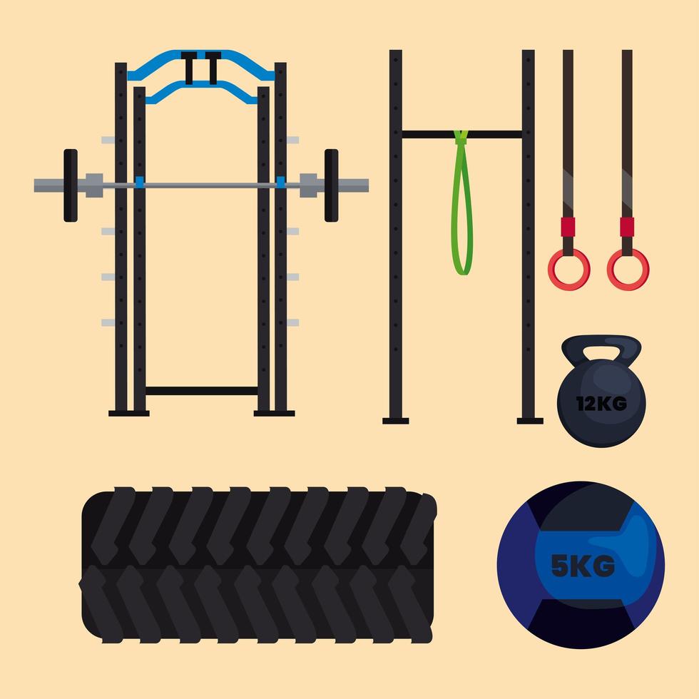 crossfit apparatuur pictogrammen vector