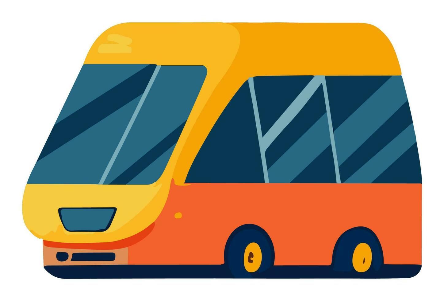 kant visie van oranje mini bus of busje element in vlak stijl. vector