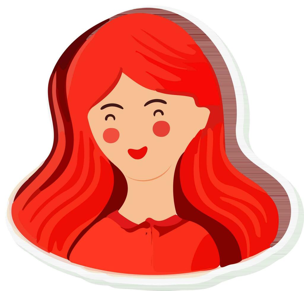 illustratie van rood vrouw karakter icoon in sticker stijl. vector