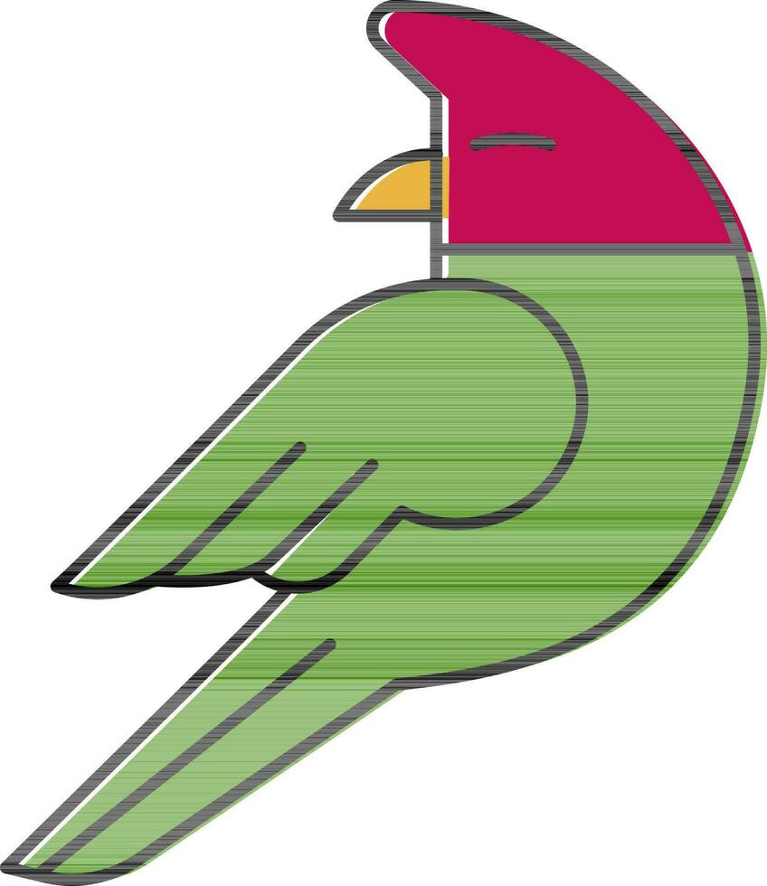 karakter van schattig vogel icoon in groen en roze kleur. vector