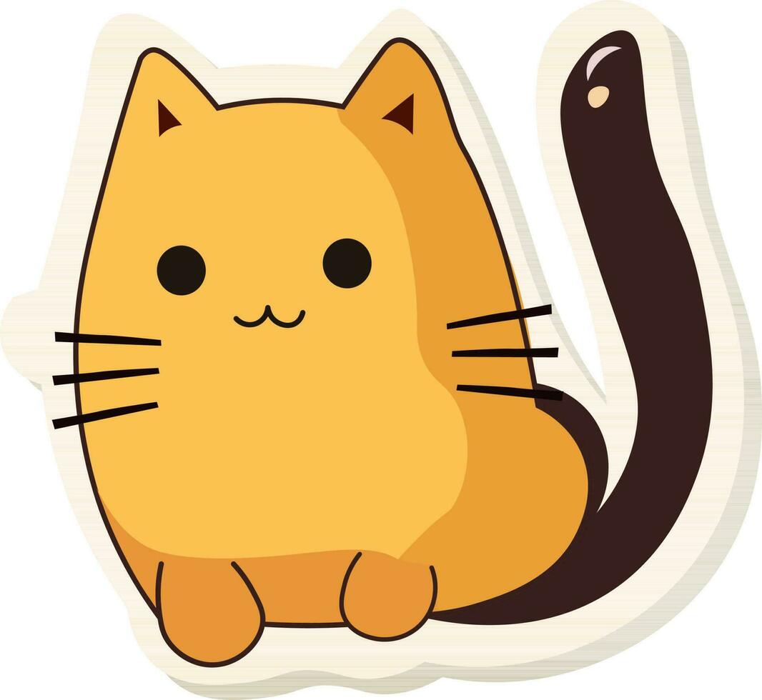 geel en bruin mascotte kat karakter in sticker of etiket stijl. vector