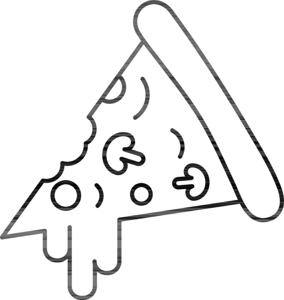 geïsoleerd paddestoel pizza plak icoon in zwart schets stijl. vector