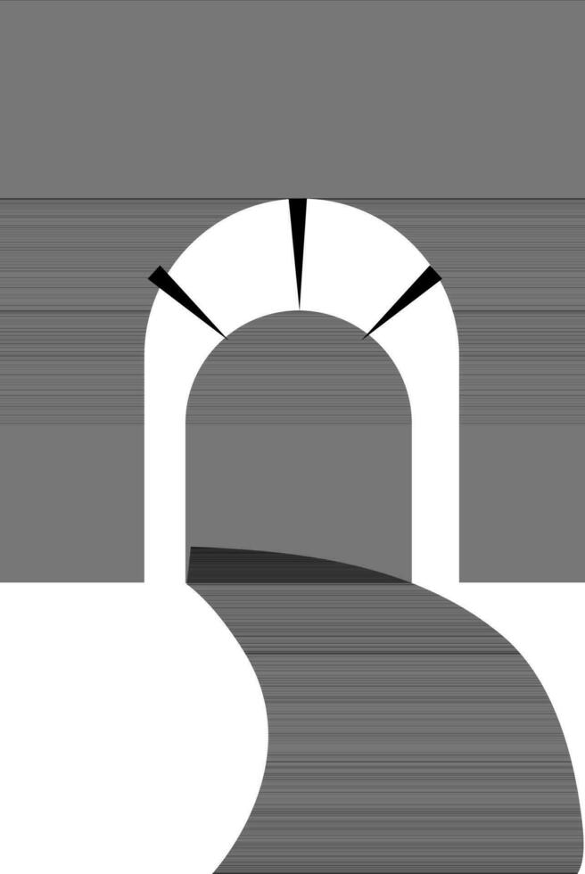 zwart en wit icoon van weg tunnel. vector