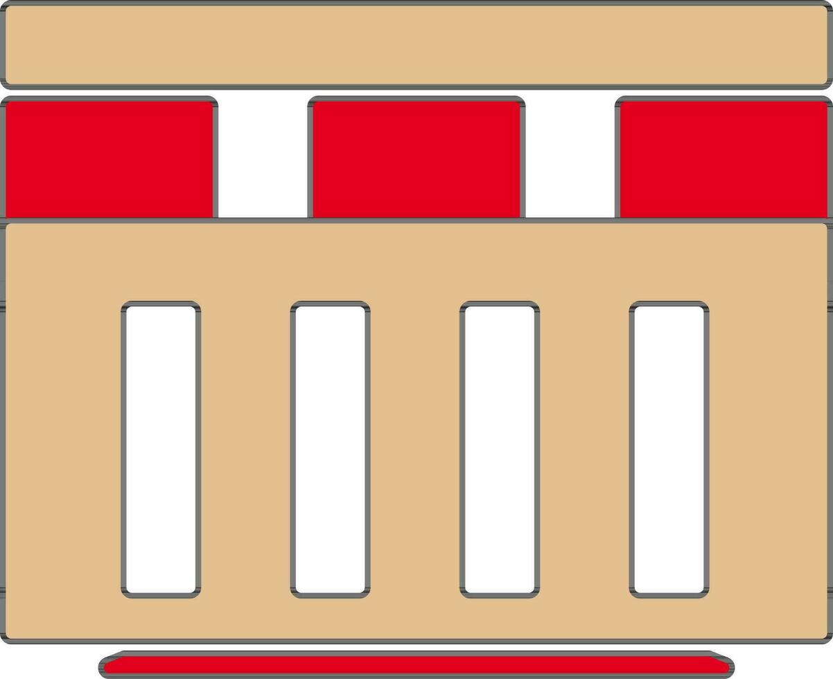 rood en wit gebouw in vlak illustratie. vector