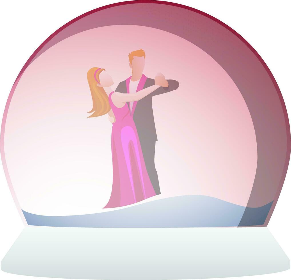 illustratie van paar dansen in glas wereldbol. vector