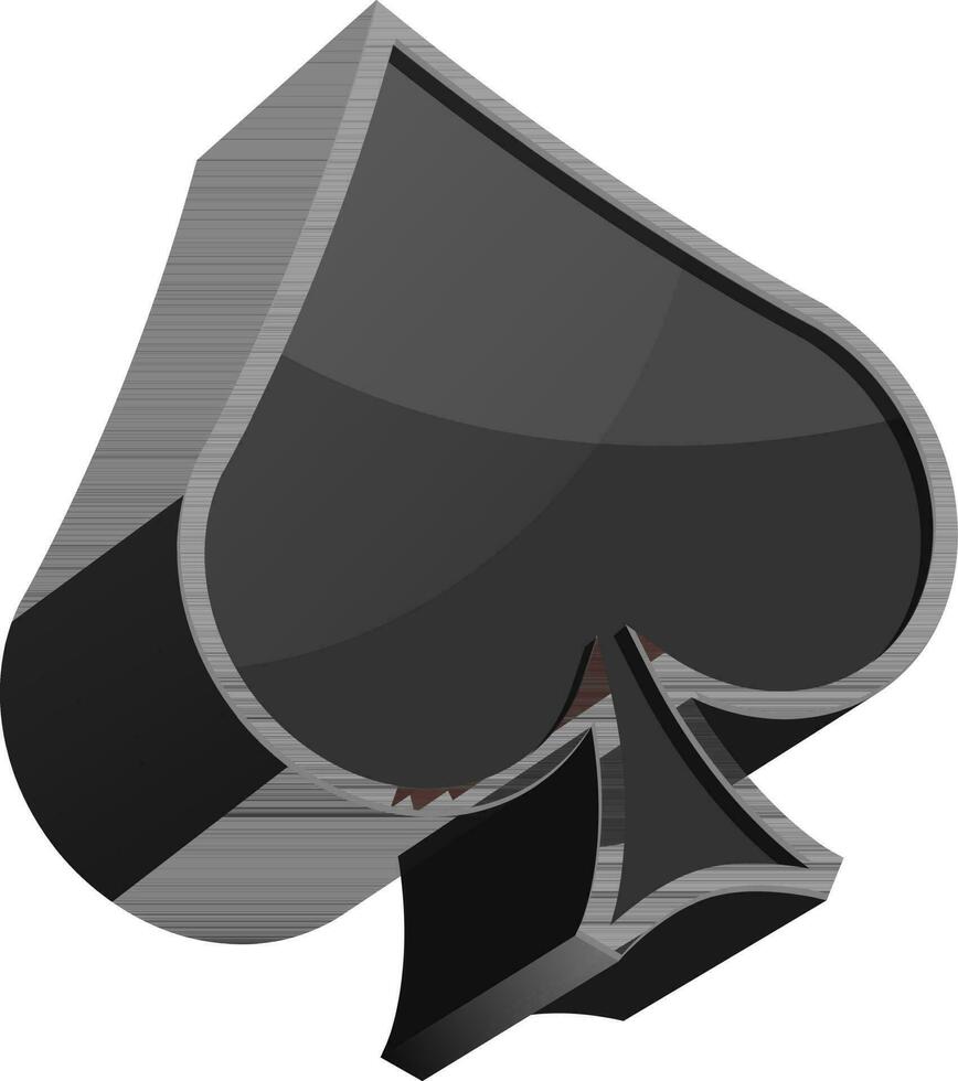 3d zwart spade, spelen kaart teken of symbool. vector