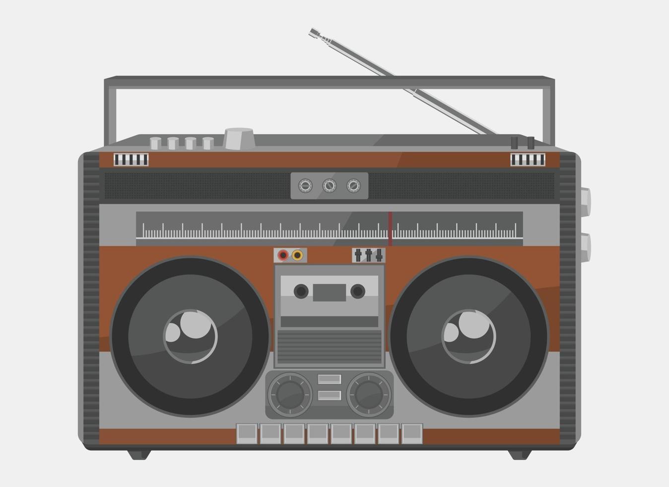 vintage draagbare radio in plat design vector