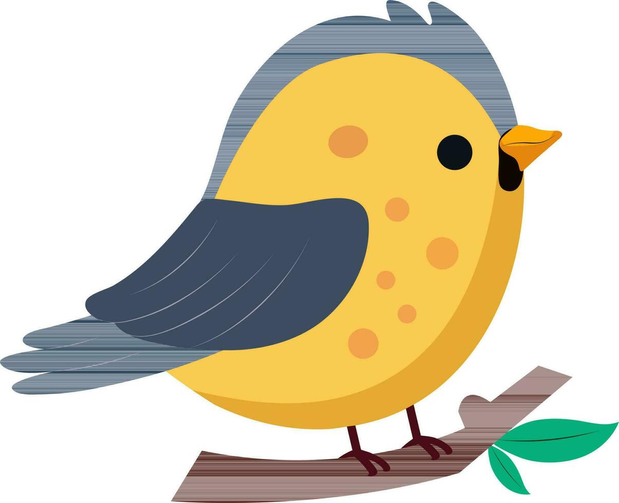 mees vogel zittend Aan Afdeling icoon in blauw en geel kleur. vector