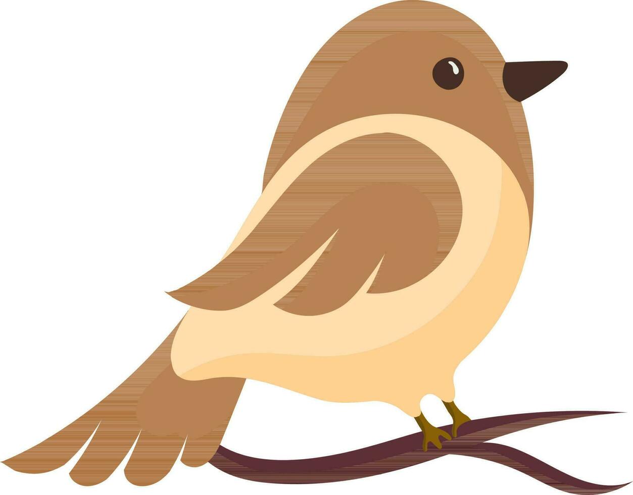 karakter van schattig vogel zittend Aan Afdeling icoon in bruin kleur. vector