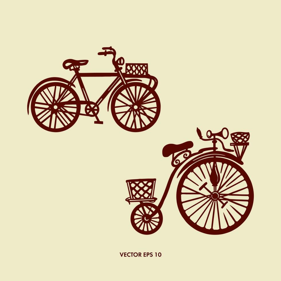 grafisch beeld van fietsen. vector illustratie. ontwerp element voor dekt, groet kaarten, zomer spandoeken, bruiloft uitnodigingen.