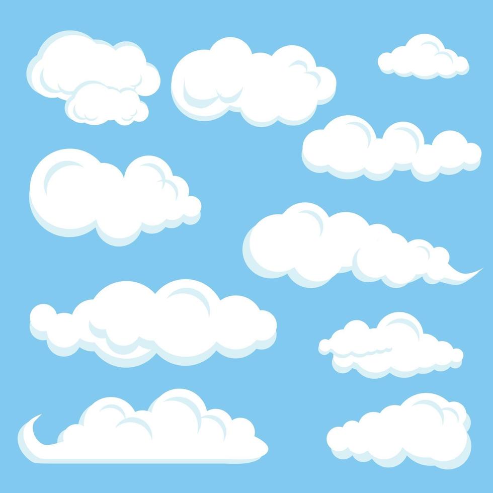 witte blauwe wolken instellen gratis vectorelement vector