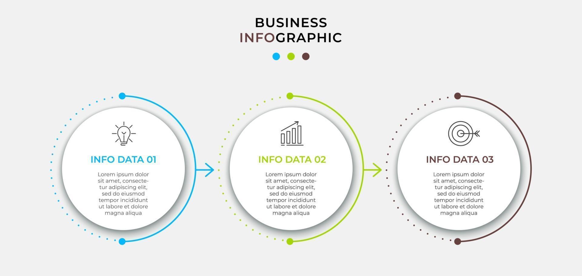 vector infographic zakelijke ontwerpsjabloon met pictogrammen en 3 opties of stappen kan worden gebruikt voor processchema presentaties workflow lay-out banner