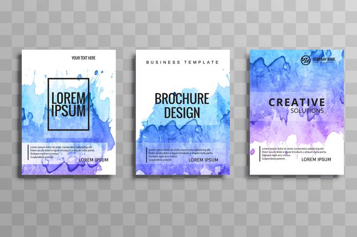 Abstract vectorbrochure kleurrijke aquarel ingesteld sjabloon vector