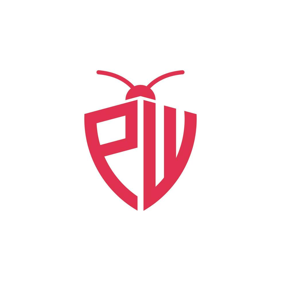 brieven pw plaag controle logo vector