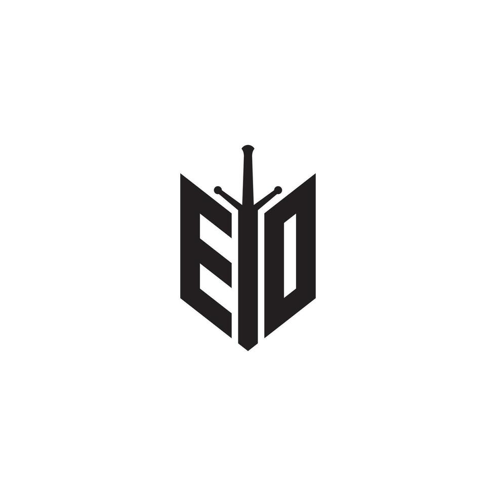 brieven eo zwaard logo ontwerp vector