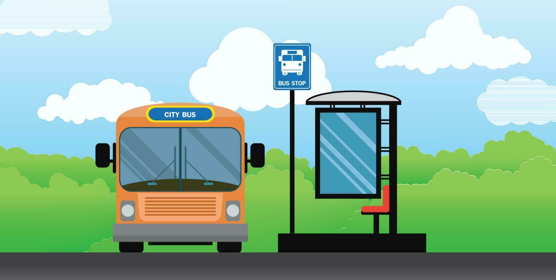 stad bus hou op ,stad vervoer, vector illustratie, bus station