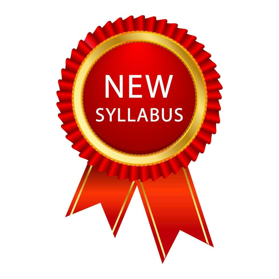 nieuw syllabus rood en goud elegant insigne embleem geïsoleerd vector