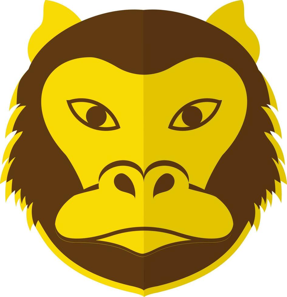 aap gezicht icoon met voor de helft schaduw in Chinese dierenriem teken. vector