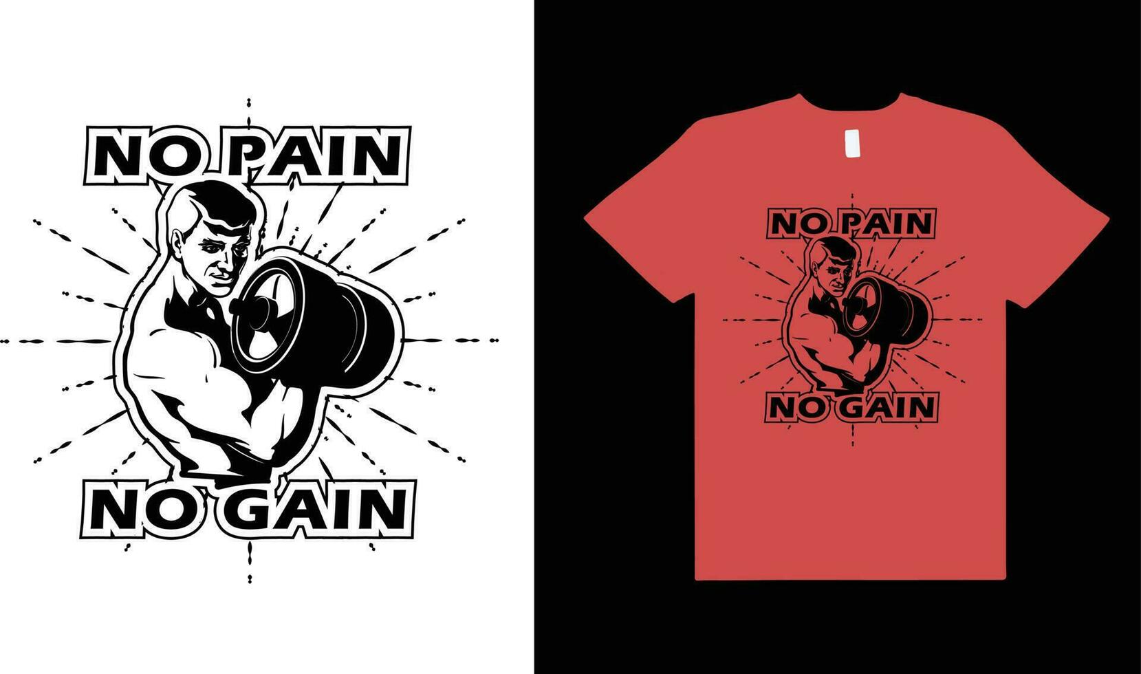 Nee pijn Nee verdienen, fitnesstypografie t- overhemd ontwerp. vector
