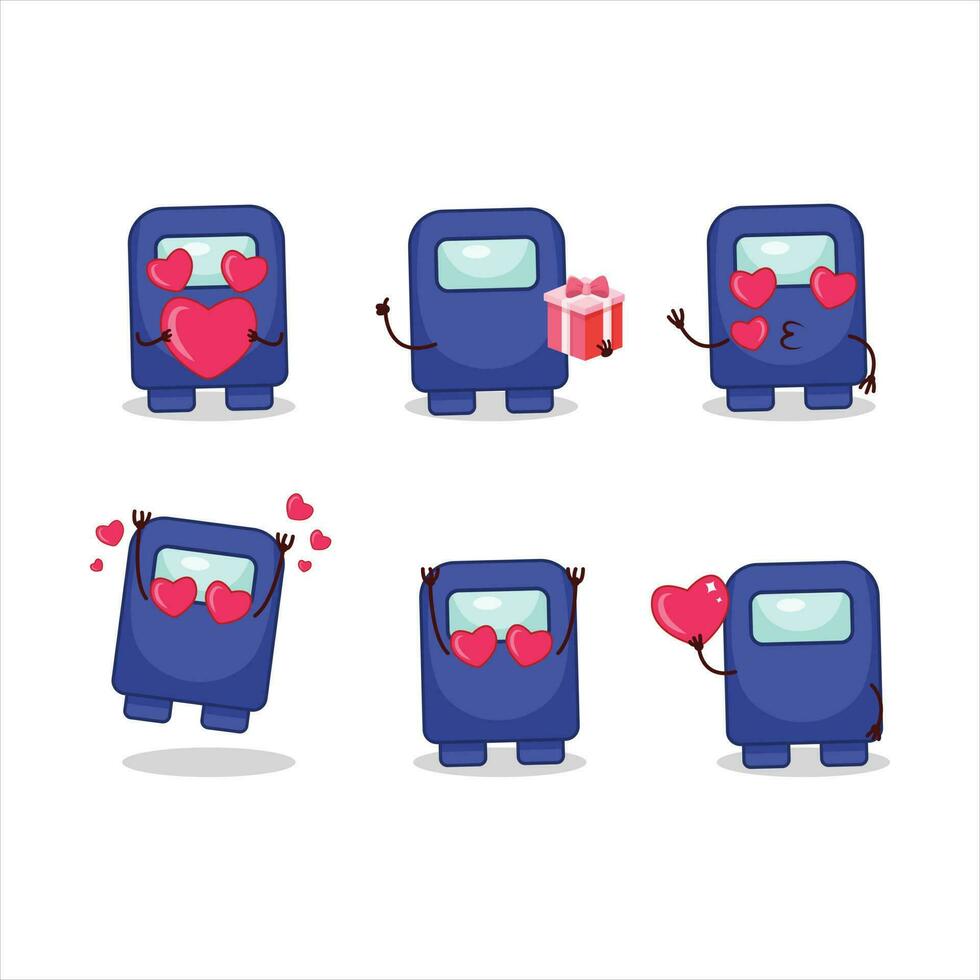 tussen ons blauw tekenfilm karakter met liefde schattig emoticon vector