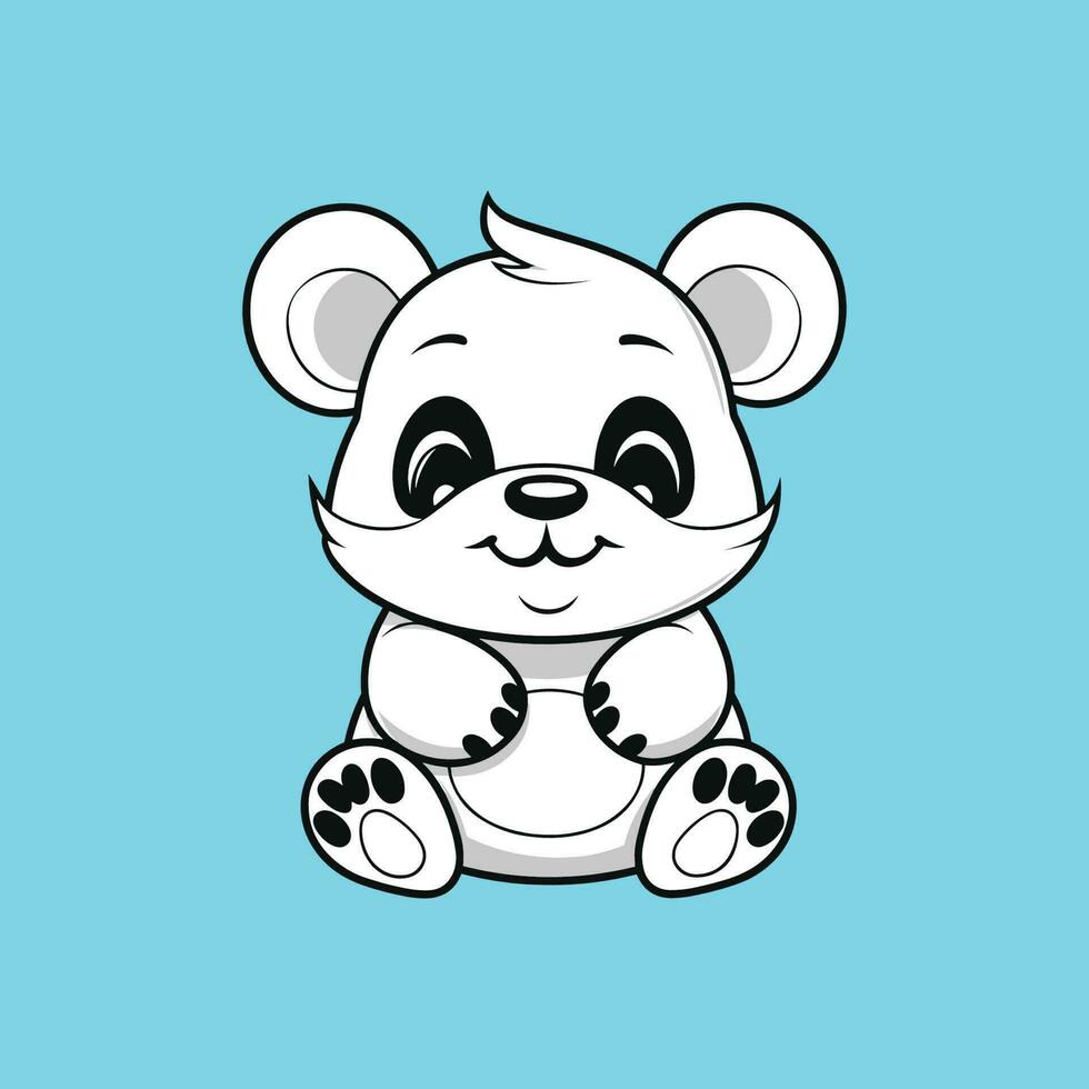 schattig grappig weinig panda baby zittend glimlachen vector