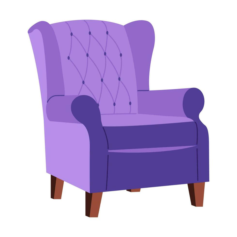 comfortabel fauteuil met bekleding. modern meubilair voor knus huis interieur ontwerp. vlak vector illustratie.