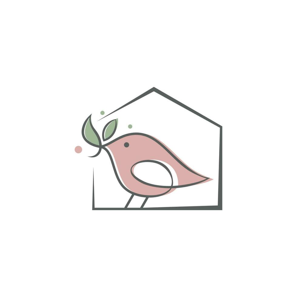 vogel huis dier creatief logo ontwerp vector