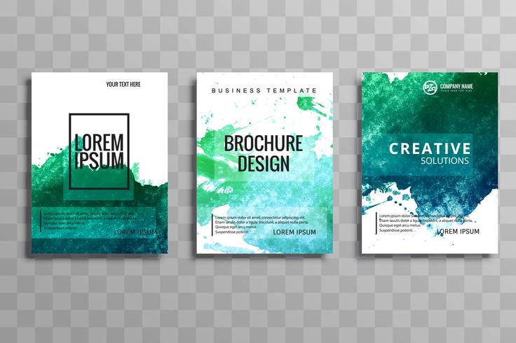 Abstract kleurrijk waterverf bedrijfsbrochure vastgesteld ontwerp vector