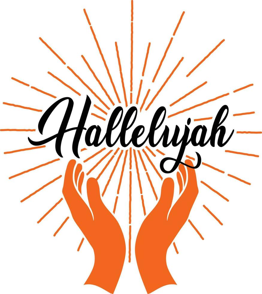 hallelujah belettering met verhogen handen vector illustratie