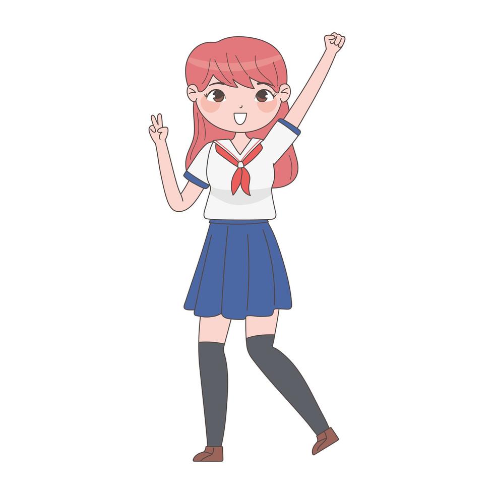 schoolmeisje manga vector