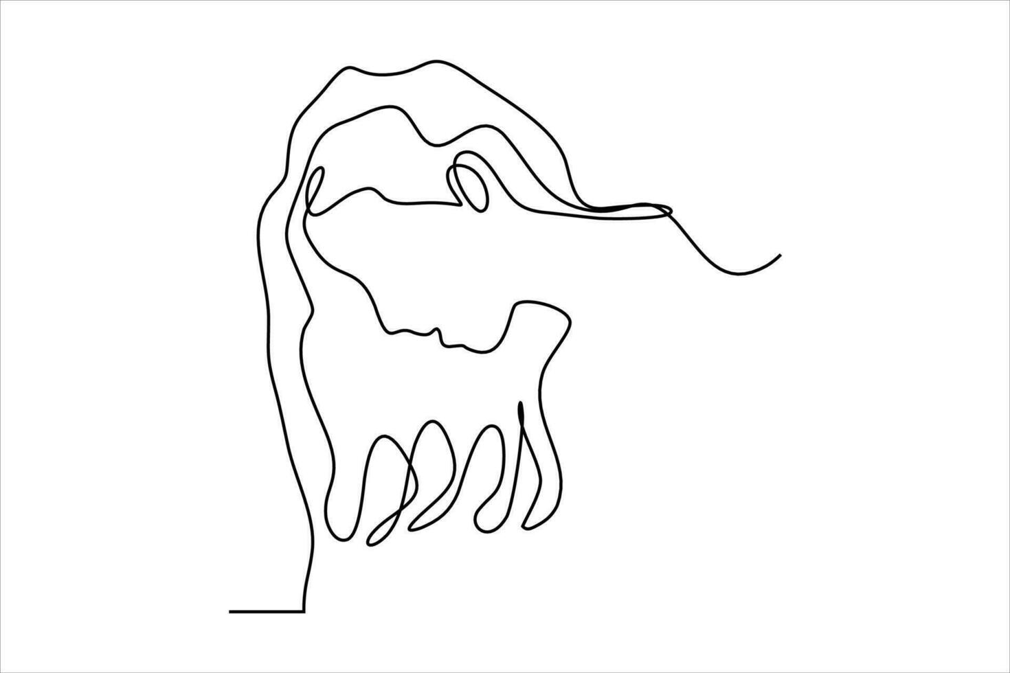 doorlopend lijn tekening. abstract portret van een vrouw kant visie. vector illustratie.