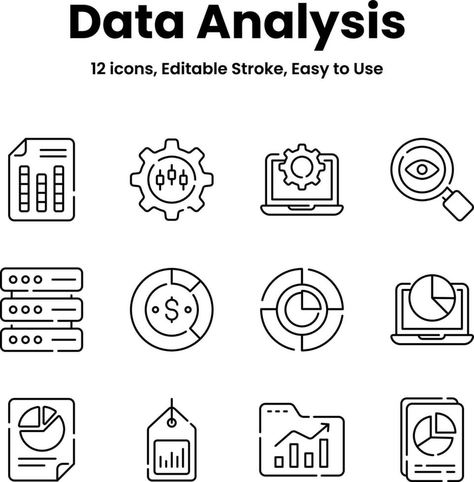 voorzichtig bewerkte gegevens analyse en statistieken pictogrammen, downloaden deze premie vectoren gemakkelijk naar gebruik