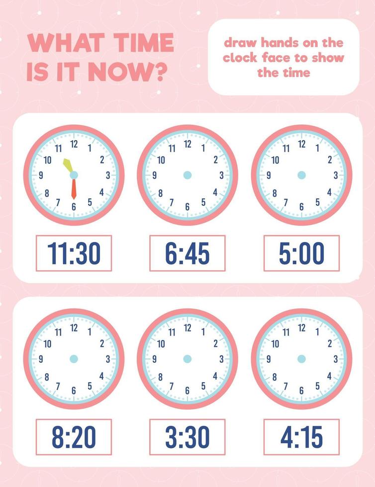 tijd werkblad oefenpagina afdrukken vector