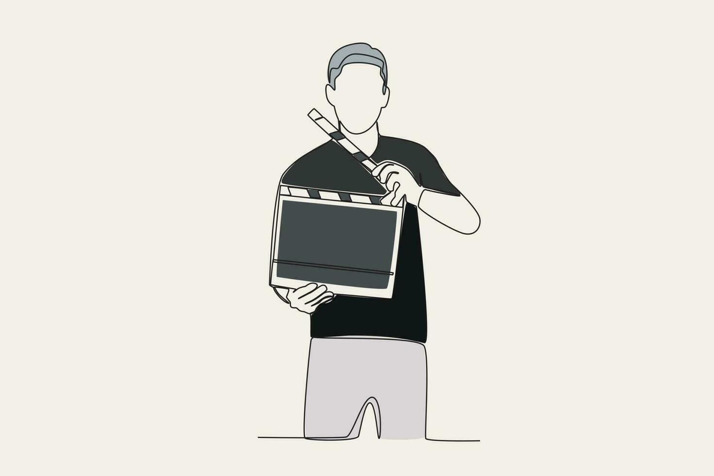 kleur illustratie van een Mens Holding een klepel bord vector