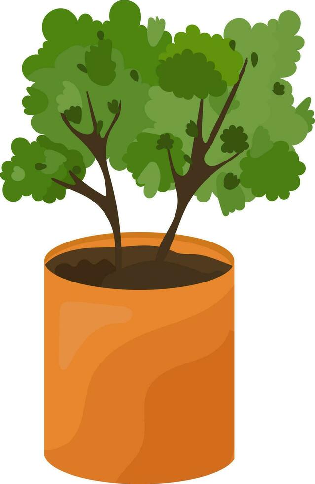 ingemaakt plant, klein groeit boom in een oranje pot vector