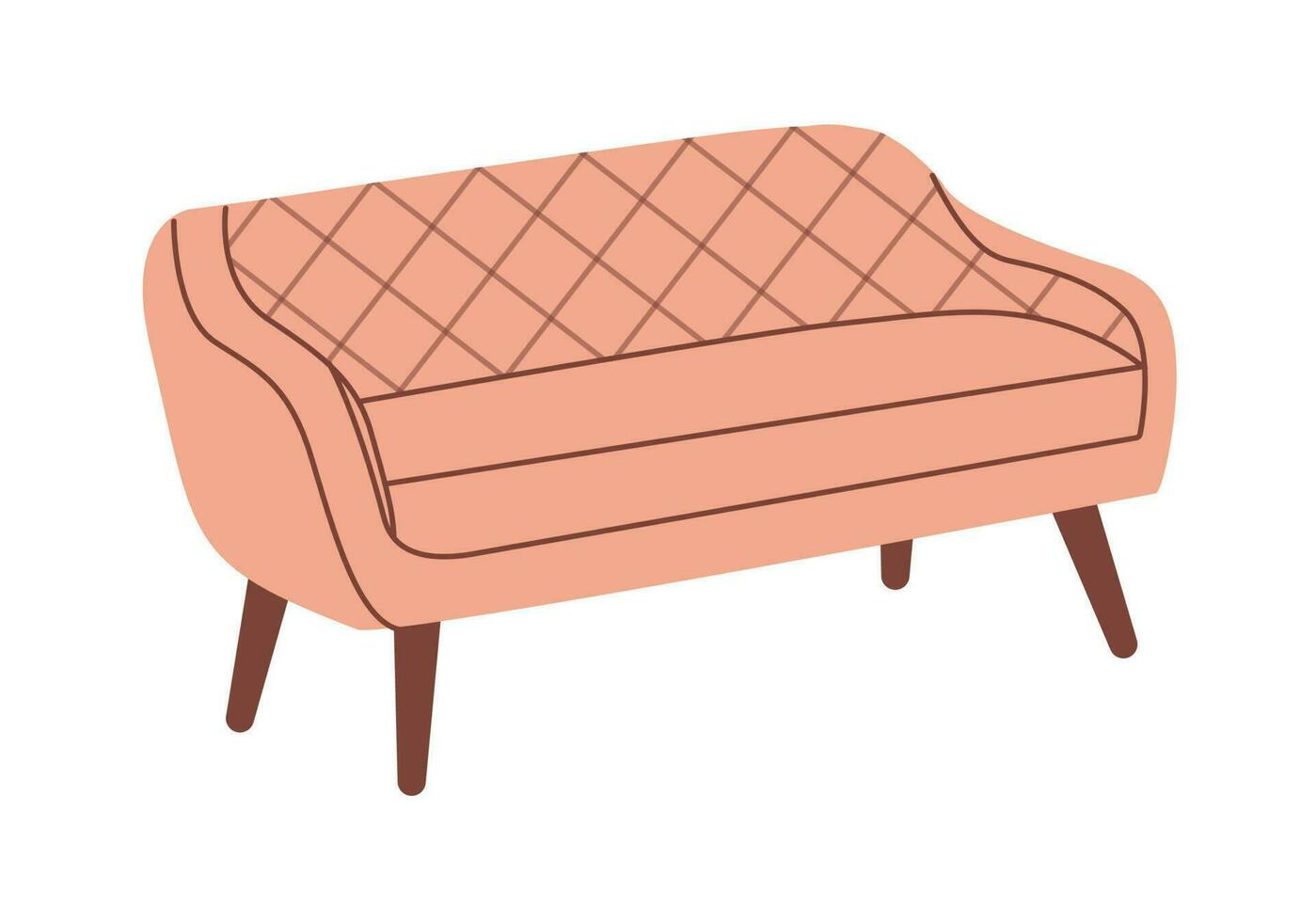 sofa in trendy, modern stijl. leven kamer en patio meubilair. vlak vector illustratie.