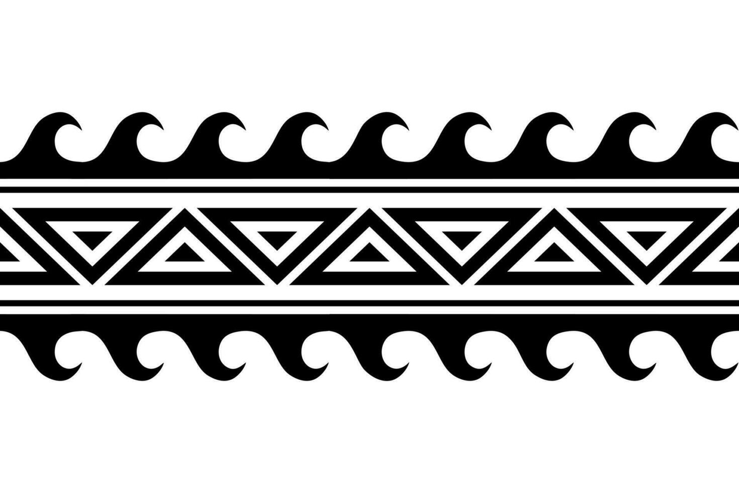 Maori polynesisch tatoeëren armband met golven en zon symbool. tribal mouw naadloos patroon vector. vector