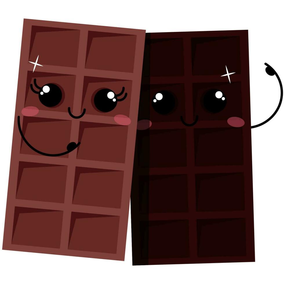 twee knuffelen chocola bars voor wereld chocola dag vector