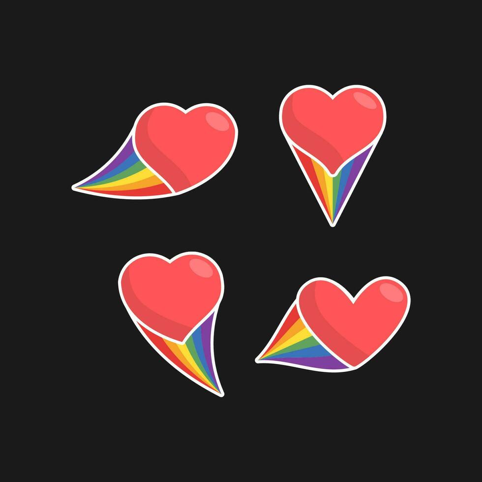 hart icoon met regenboog vlag komeet. liefde diversiteit, trots maand symbool. vector