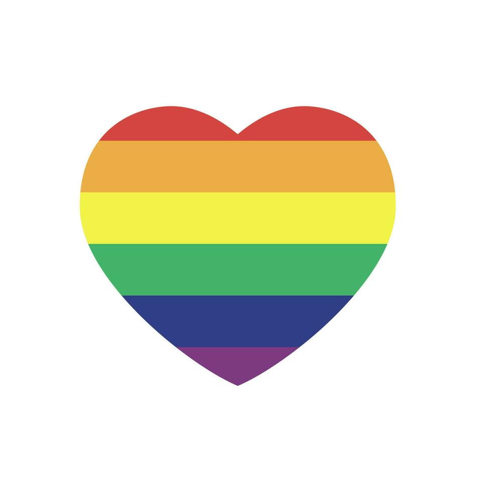 lgbtq trots liefde symbool. hart vormig regenboog vlag hart. verscheidenheid vertegenwoordiging. vector