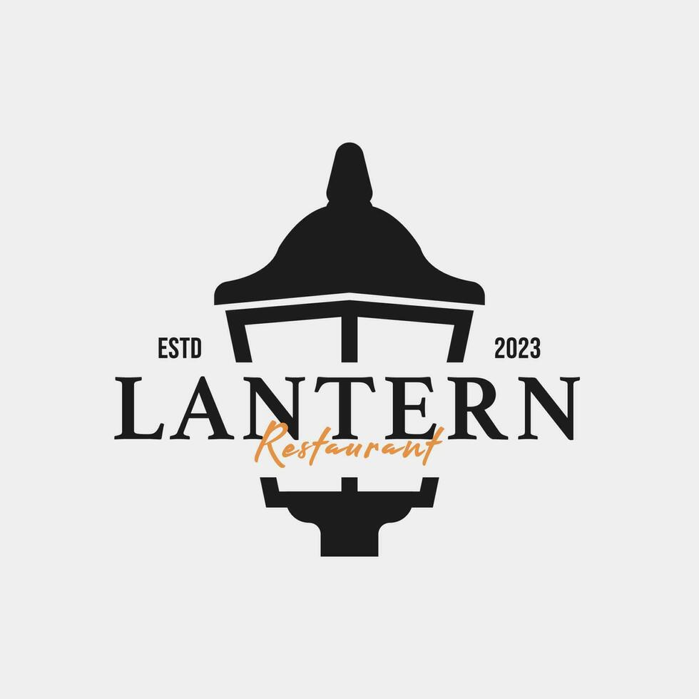 creatief lantaarn post lamp restaurant wijnoogst logo ontwerp vector concept illustratie idee