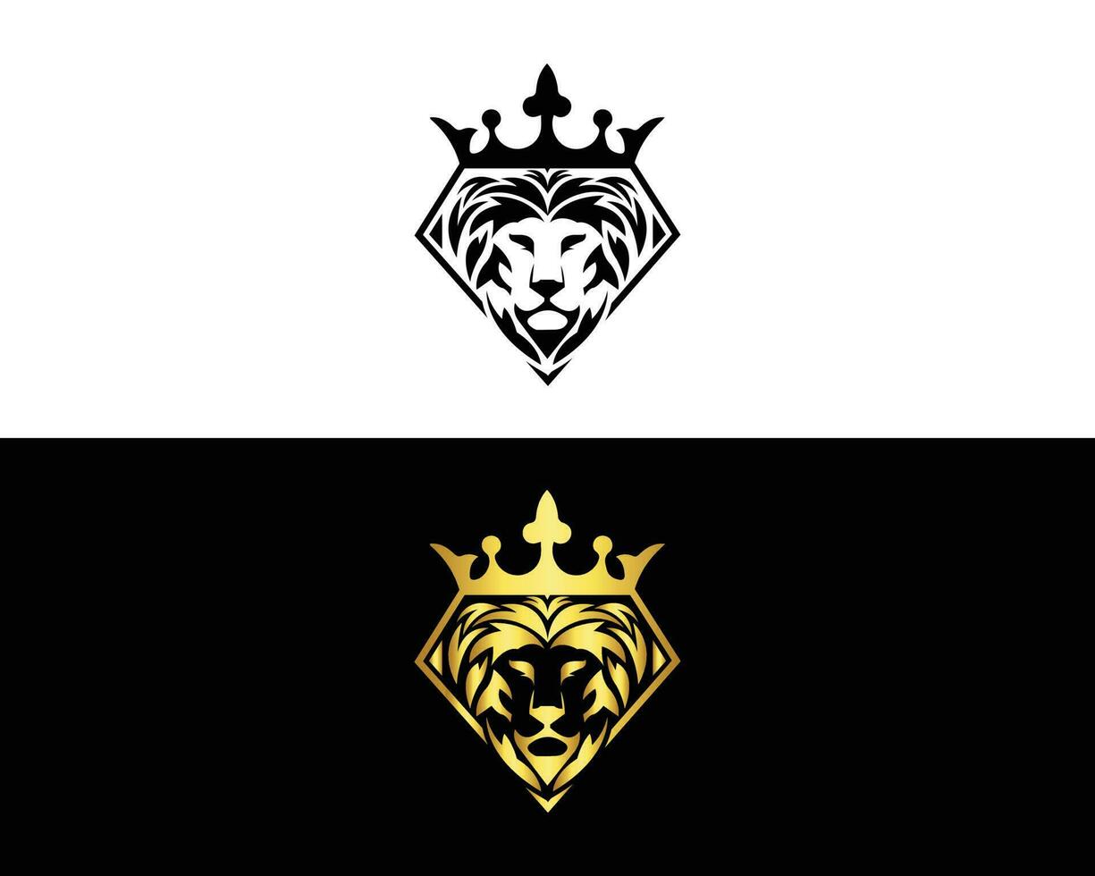 luxe leeuw logo ontwerp zwart en goud kleur vector sjabloon.