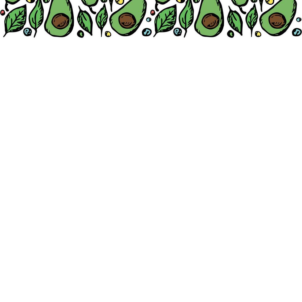 avocado achtergrond met plaats voor tekst. getrokken avocado illustratie vector