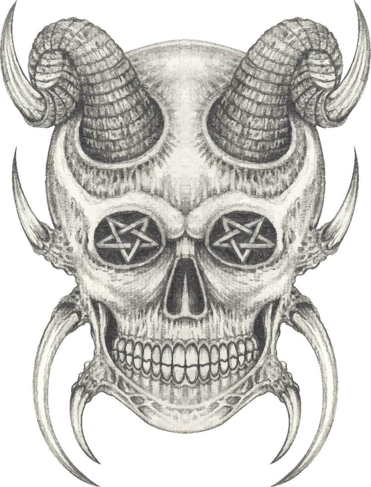 surrealistische duivel schedel. hand- tekening en maken grafisch vector. vector