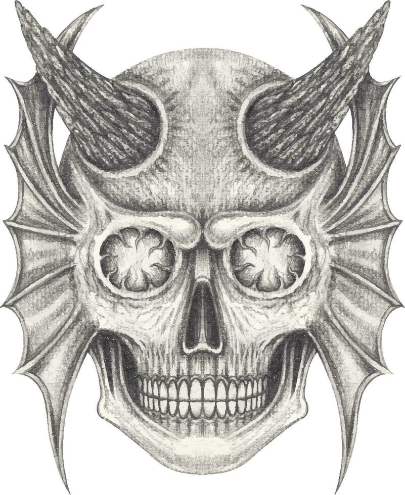 surrealistische duivel schedel. hand- tekening en maken grafisch vector. vector