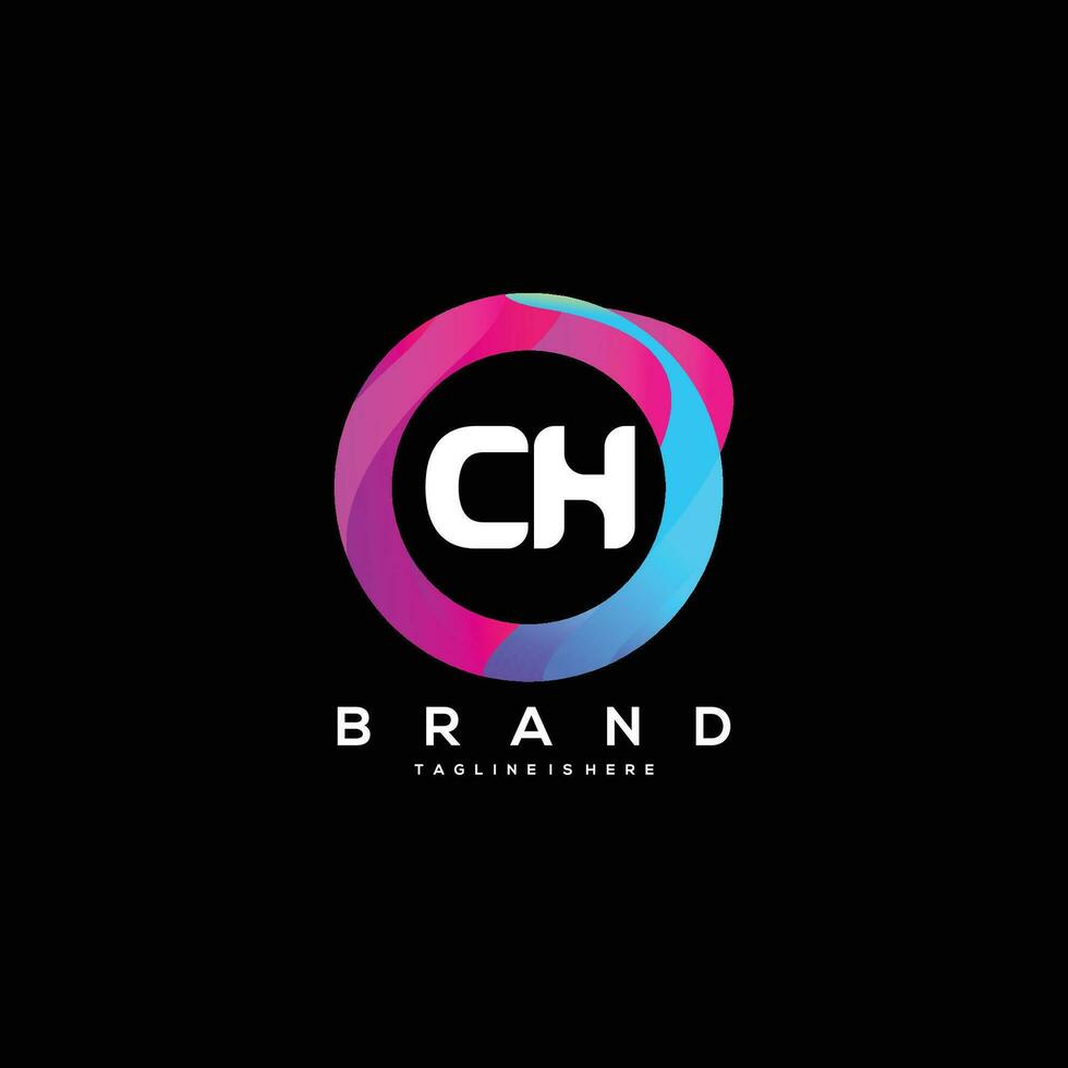 eerste brief ch logo ontwerp met kleurrijk stijl kunst vector