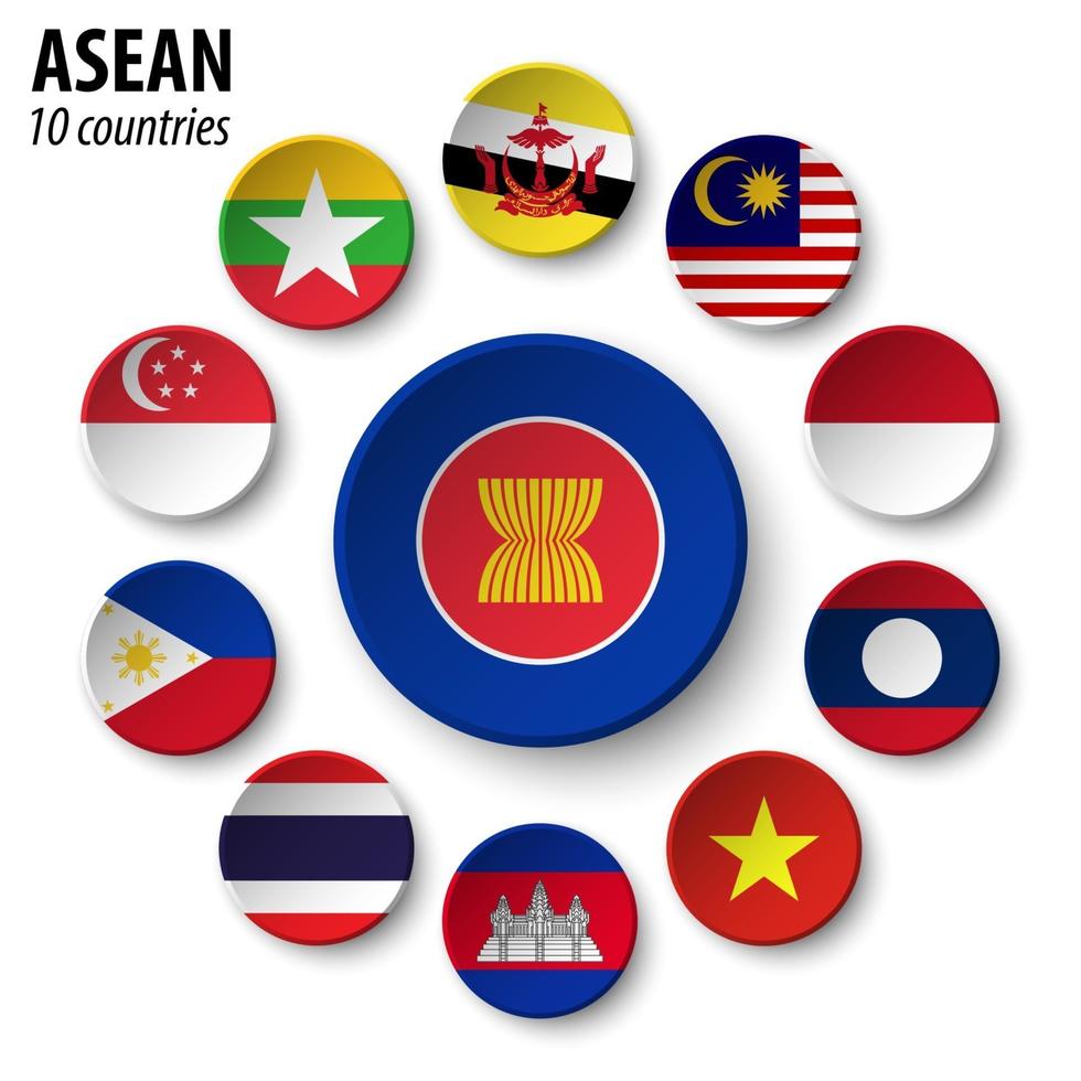 asean vereniging van zuidoost-aziatische landen en lidmaatschap vector