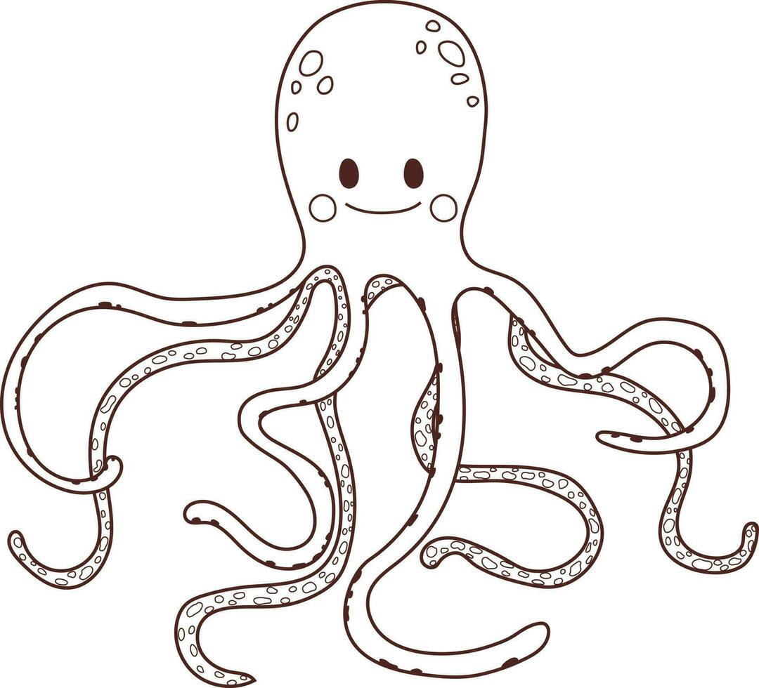Octopus tropisch onderwater- tekenfilm grappig schetsen kleurrijk illustratie grafisch element kunst kaart vector