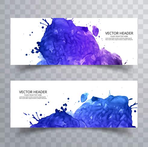 Mooie waterverfbanners geplaatst ontwerp vector